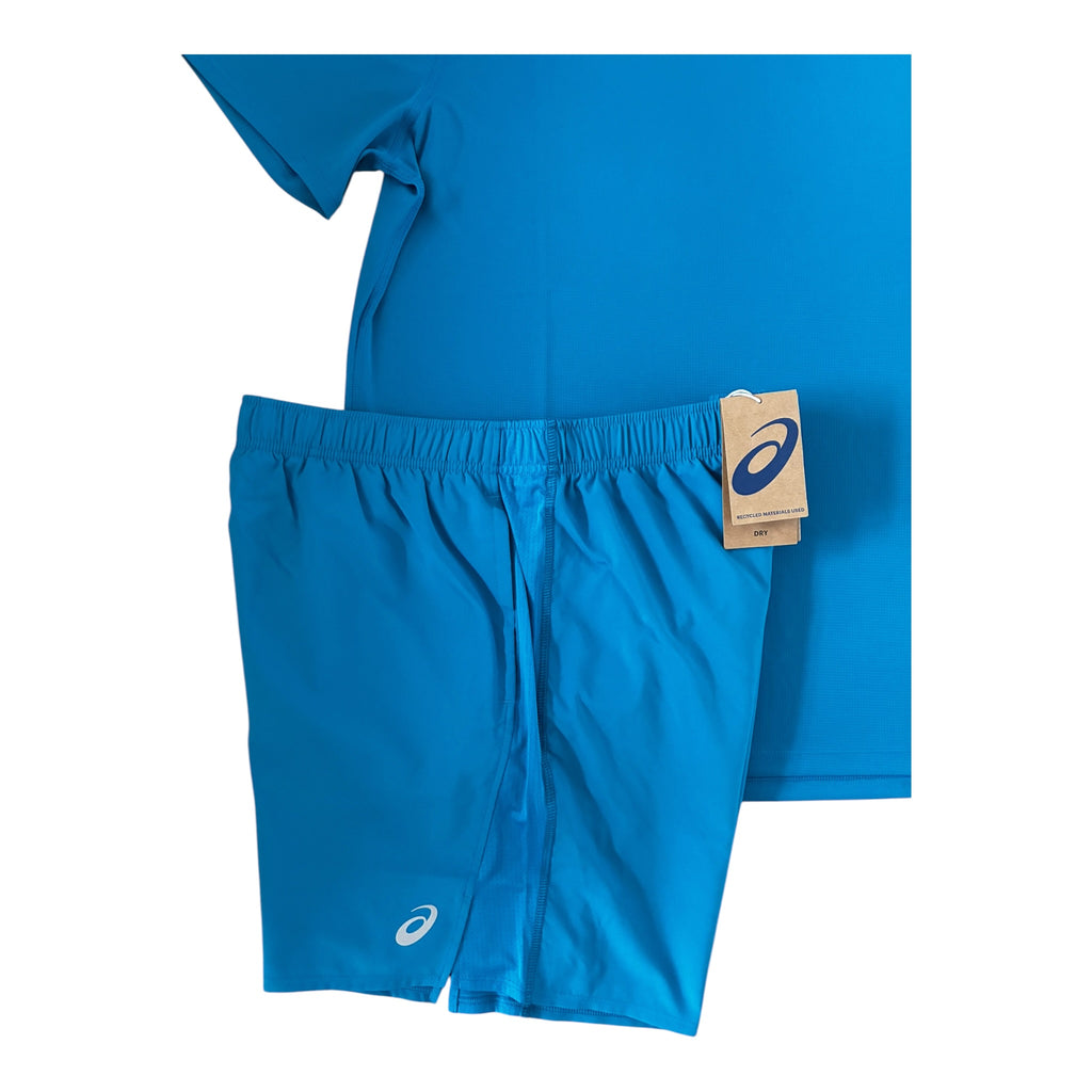 Asics Icon T-Shirt & Shorts Set – Aegean Blue/Cream