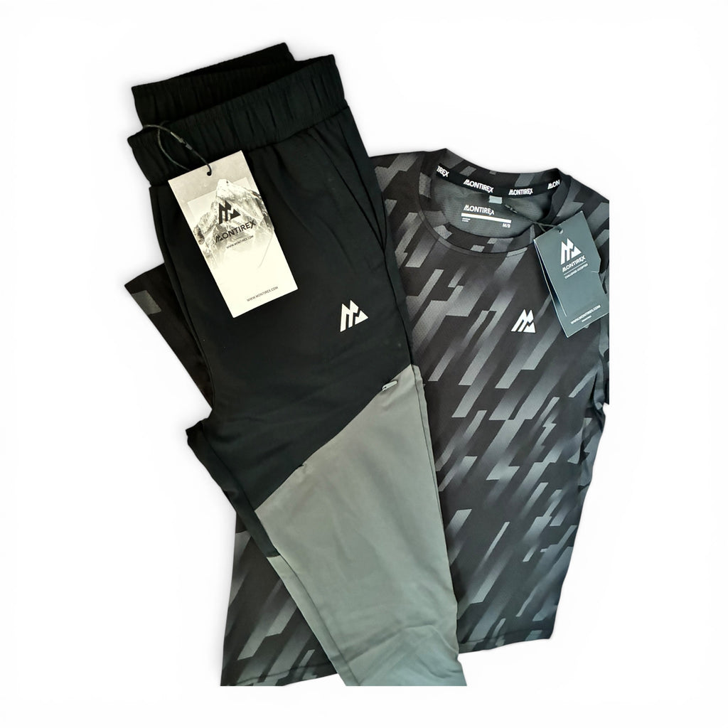 Montirex Junior Steele Printed T-Shirt & Rush Running Tracksuit Pant Set