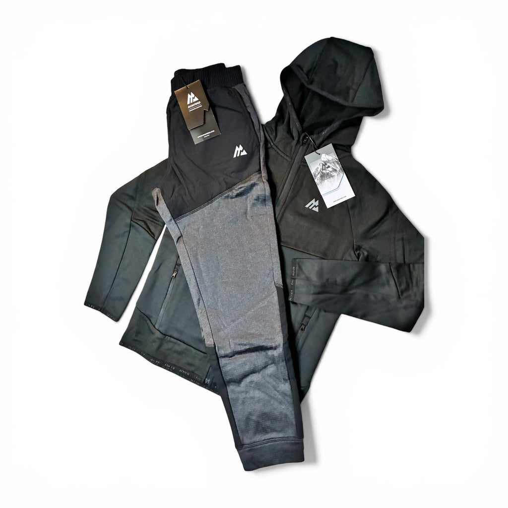 Montirex Junior Longitude Gridded Poly Hoodie & Valen Fleece Jogger Tracksuit Set