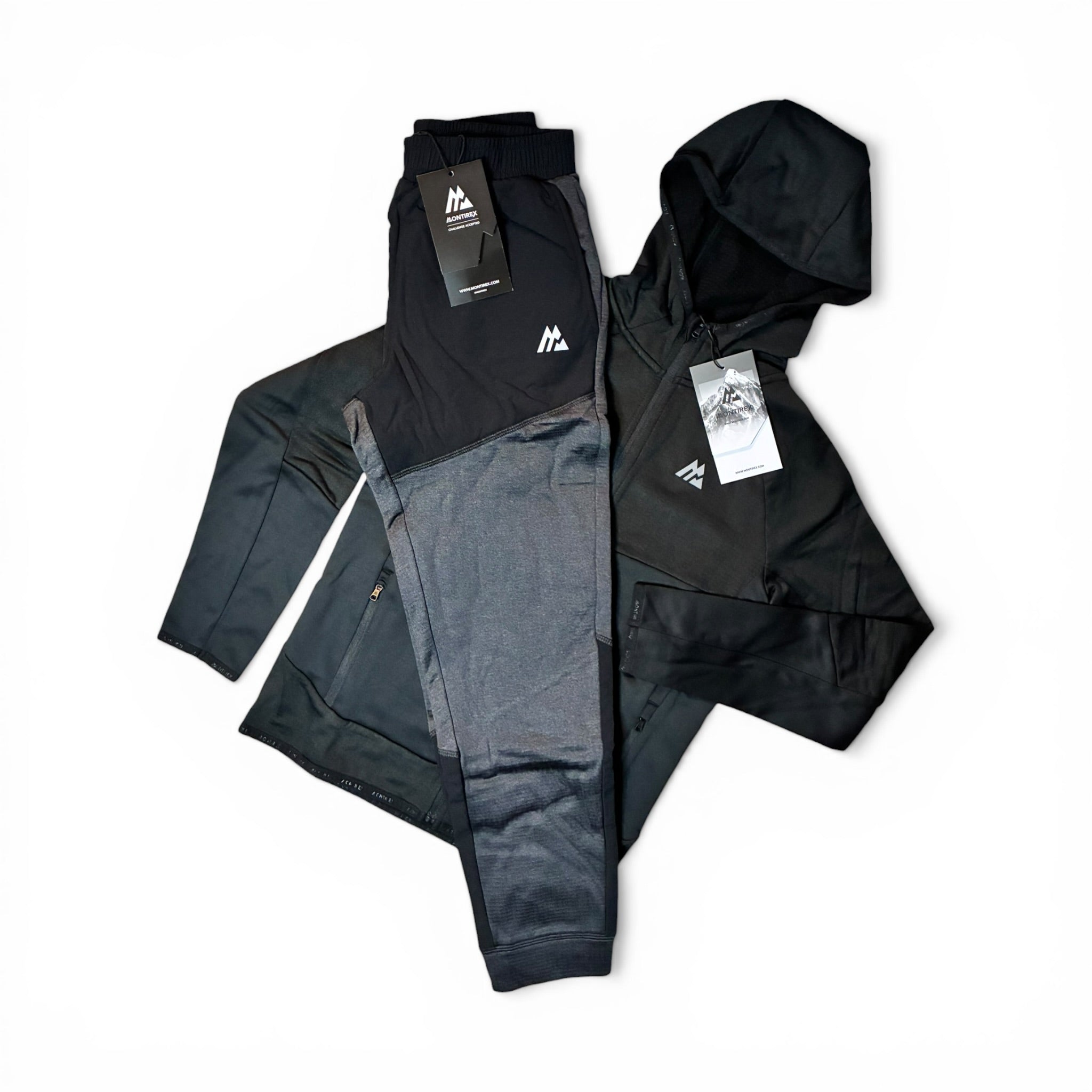 Montirex Junior Longitude Gridded Poly Hoodie & Valen Fleece Jogger Tracksuit Set
