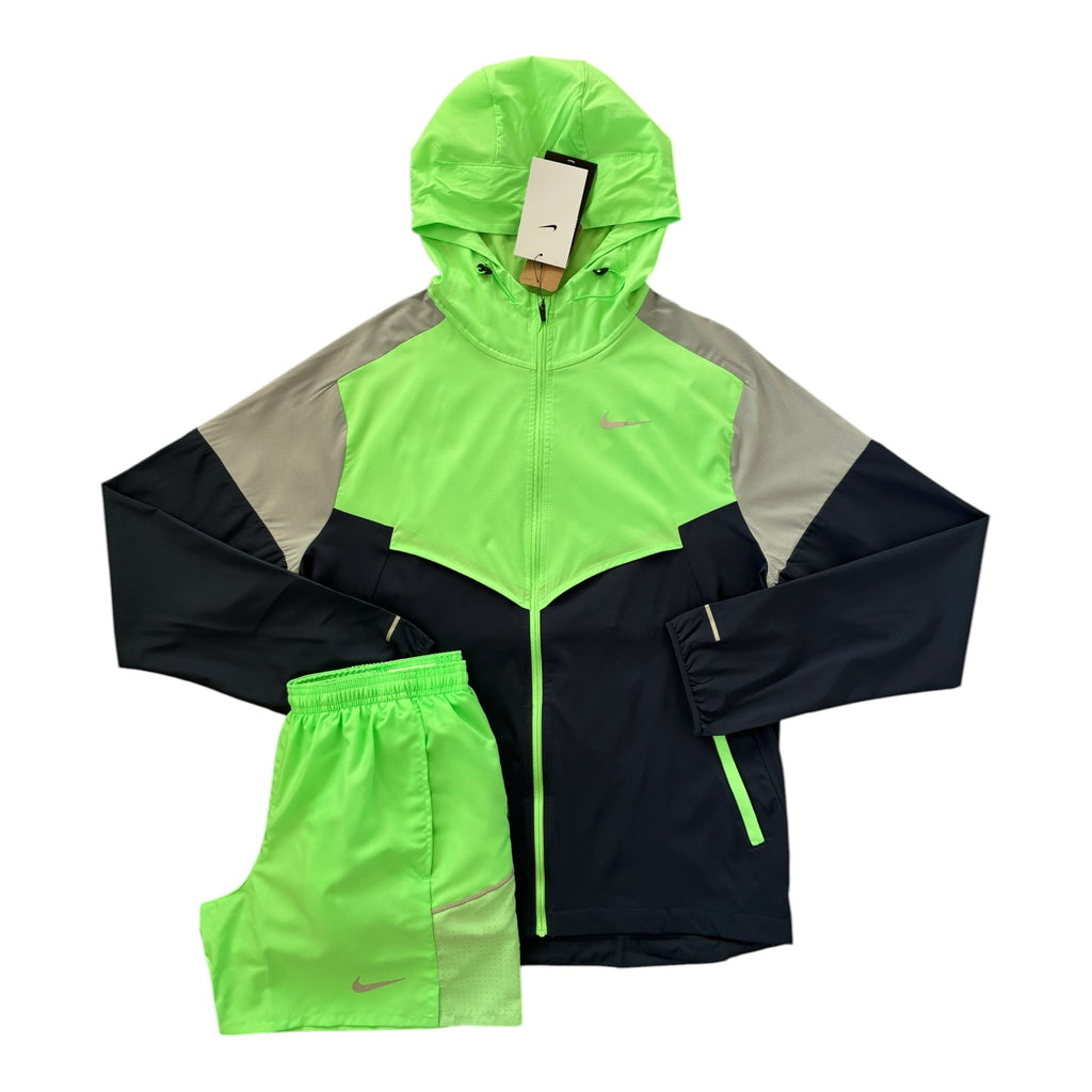 Nike Miler Repel Impossibly Light Windbreaker & Shorts Set – Midnight Navy/Illusion Green/Wolf Grey