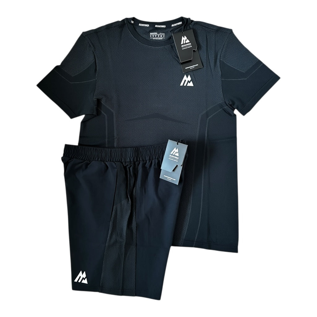 Montirex Pulse Seamless T-Shirt & Shorts Set – Black/Asphalt Grey