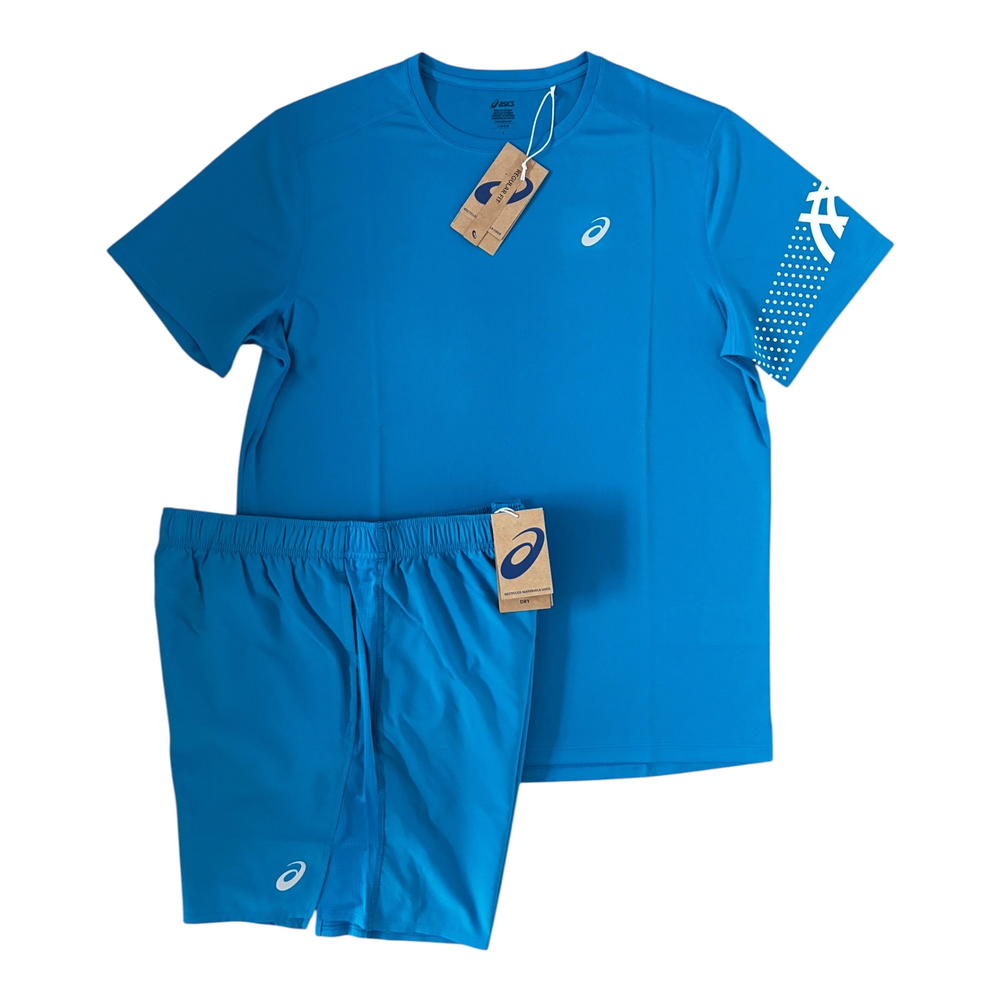 Asics Icon T-Shirt & Shorts Set – Aegean Blue/Cream