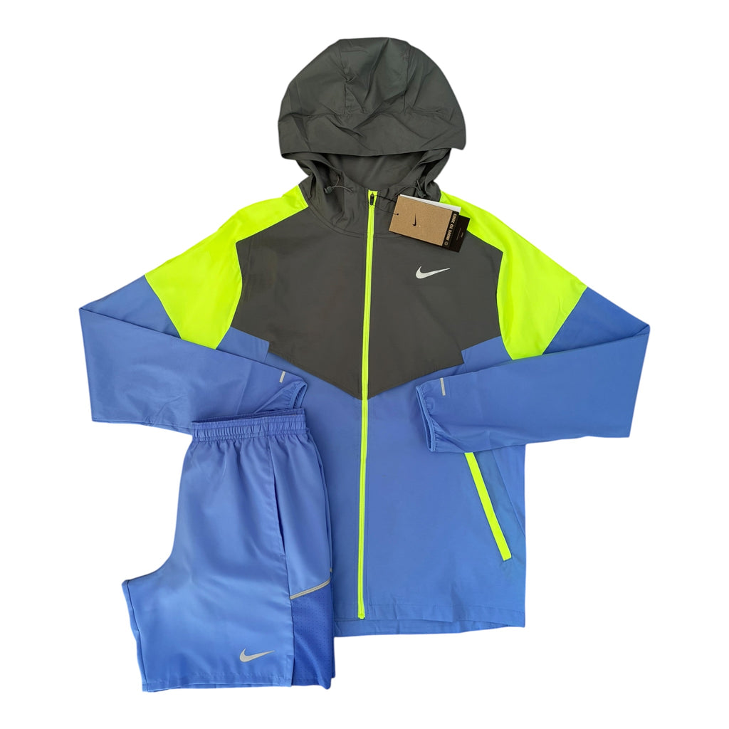 Nike Miler Repel Impossibly Light Windbreaker & Shorts Set – Royal Pulse/Smoke Grey/Volt Ice