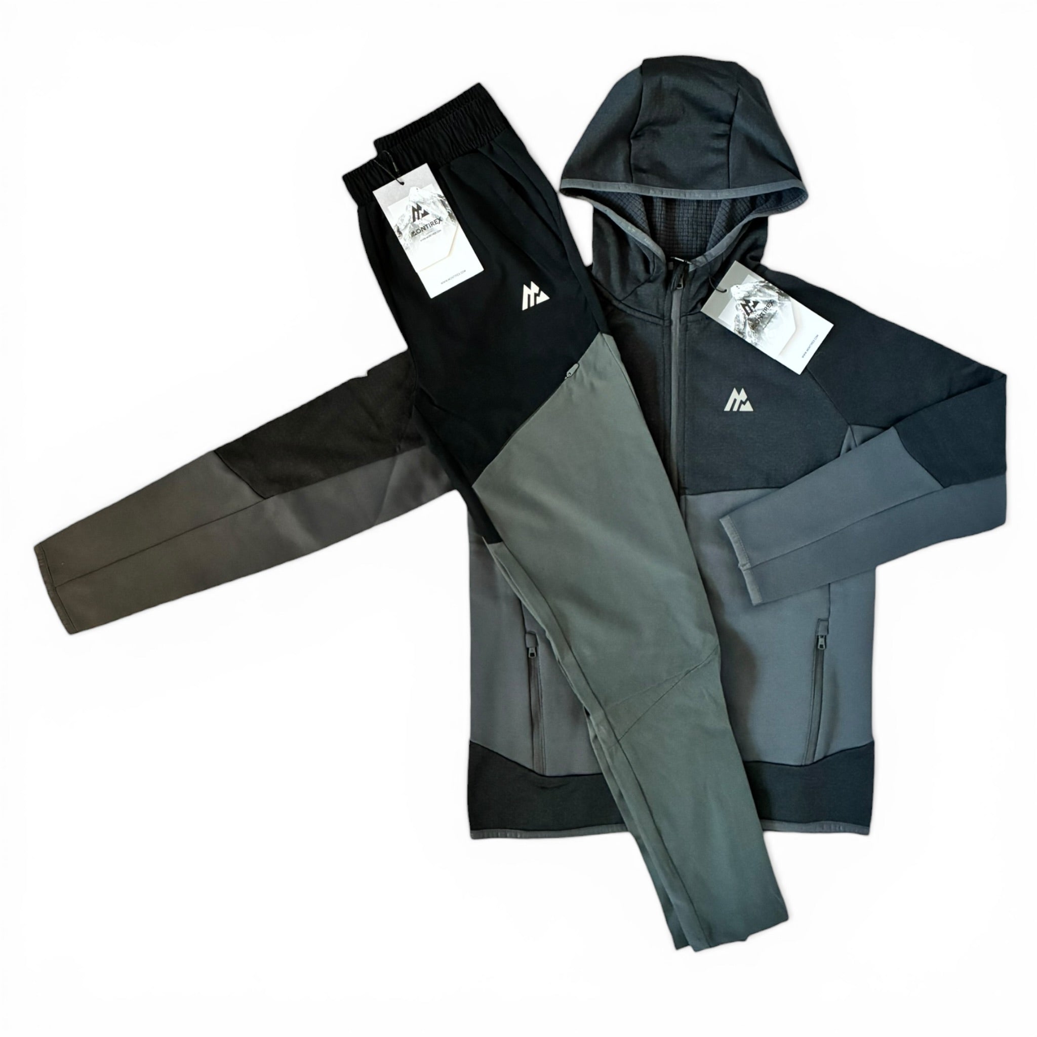 Montirex Junior Longitude Gridded Poly Hoodie & Rush Running Pant Tracksuit Set