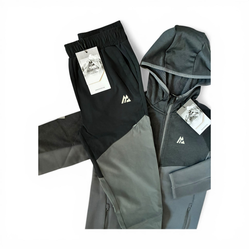 Montirex Junior Longitude Gridded Poly Hoodie & Rush Running Pant Tracksuit Set