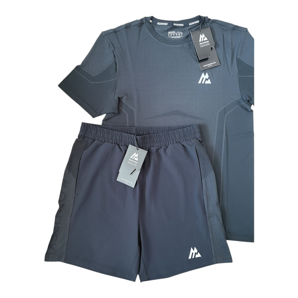 Montirex Pulse Seamless T-Shirt & Shorts Set – Black/Asphalt Grey