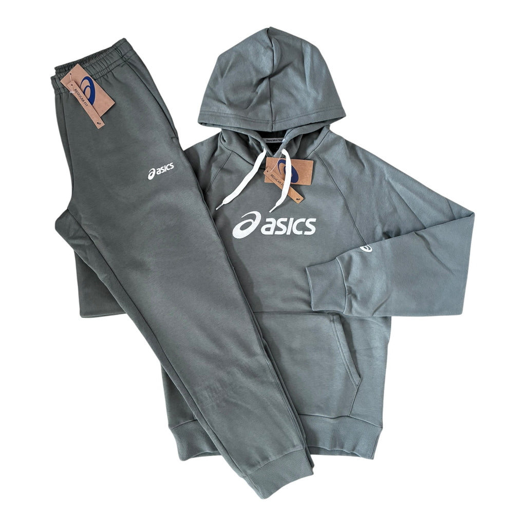 Asics Logo Fleece Pullover Tracksuit Set – Lichen Green