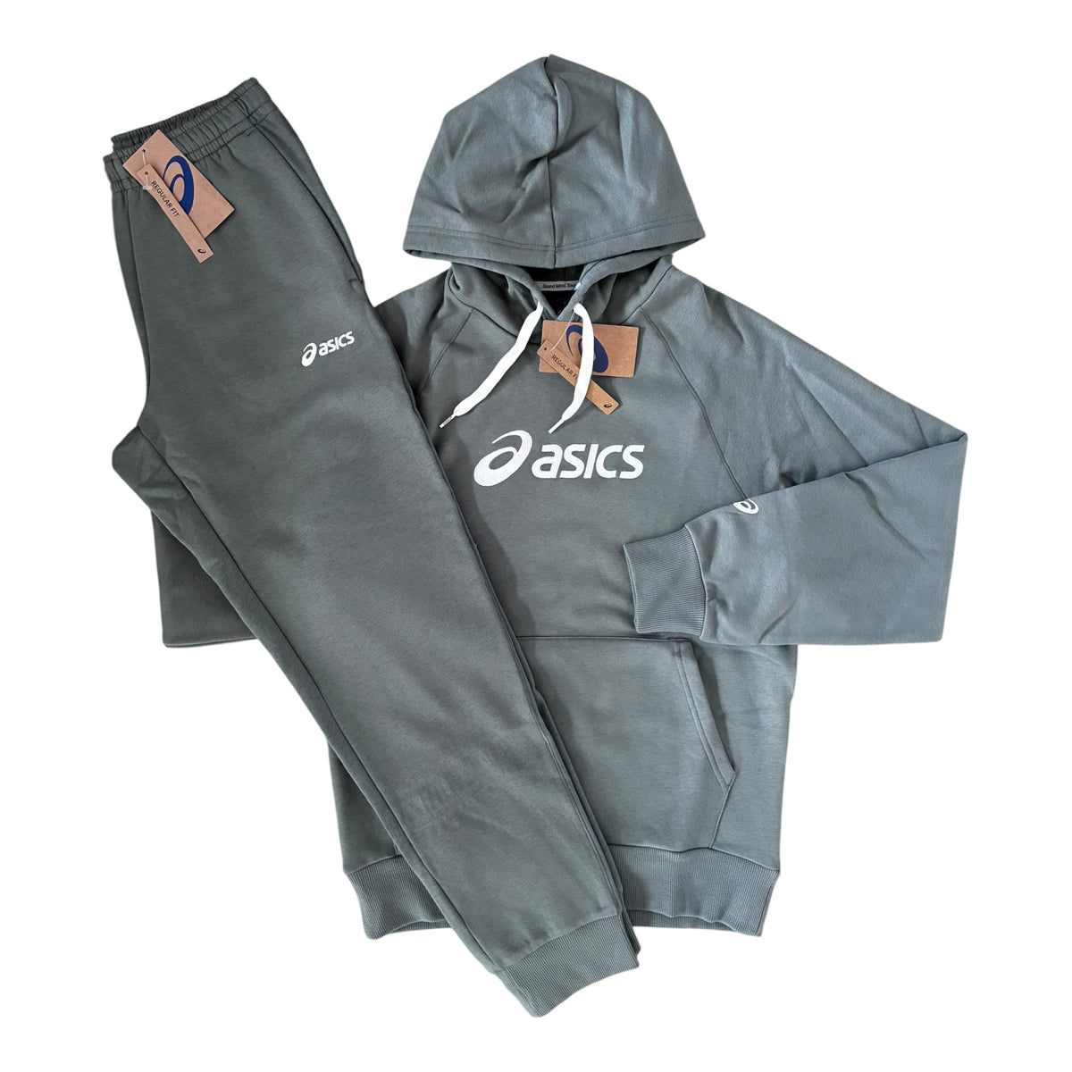 Asics Logo Fleece Pullover Tracksuit Set – Lichen Green