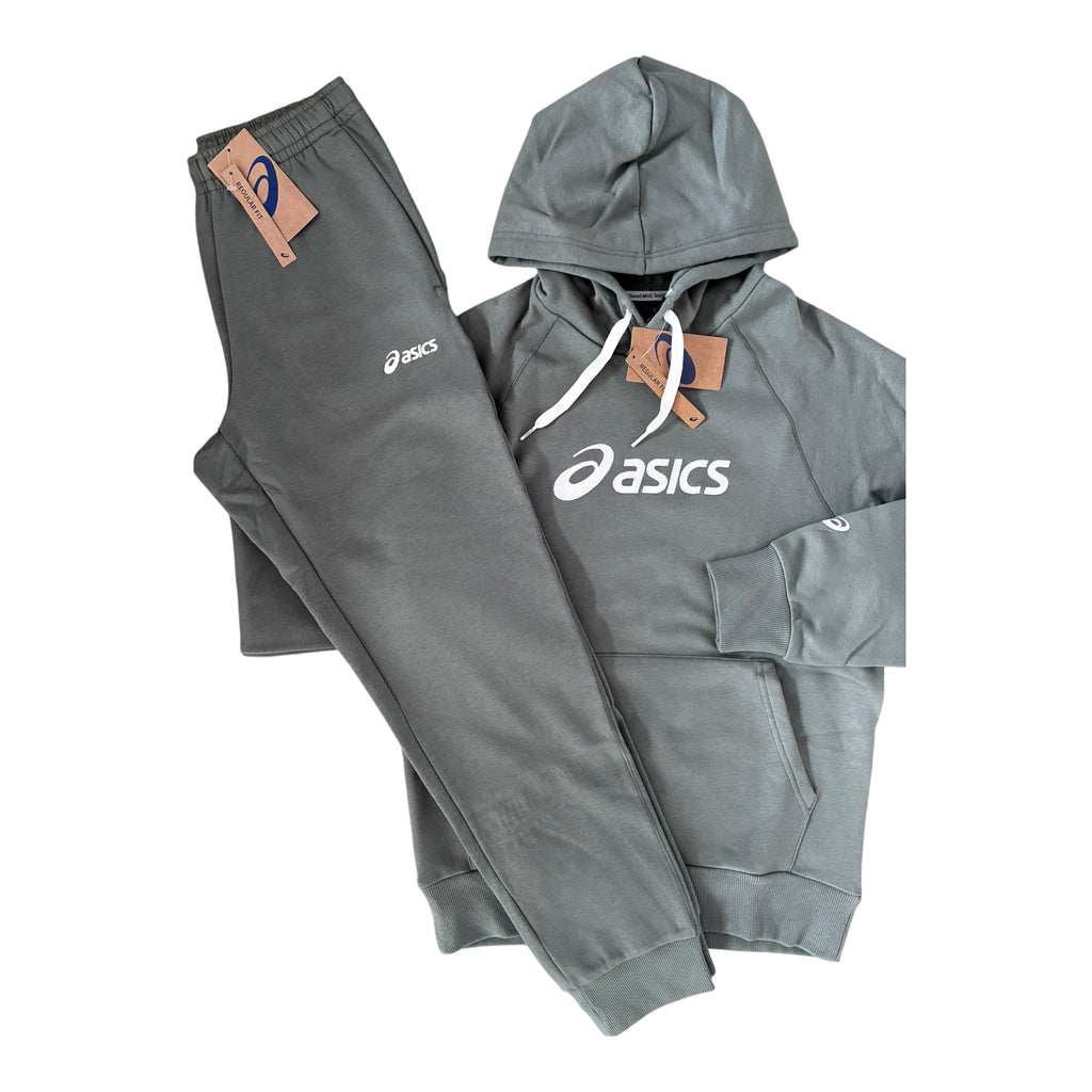 Asics Logo Fleece Pullover Tracksuit Set – Lichen Green