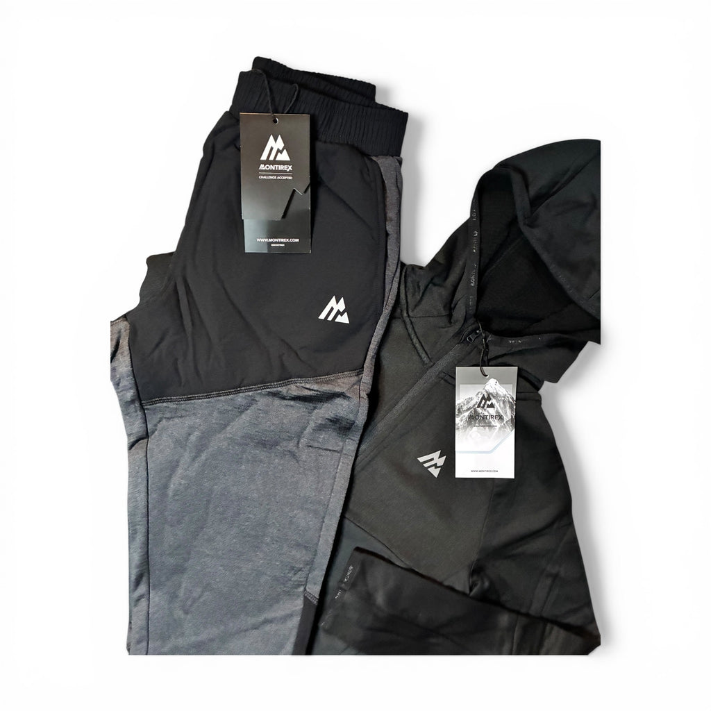 Montirex Junior Longitude Gridded Poly Hoodie & Valen Fleece Jogger Tracksuit Set