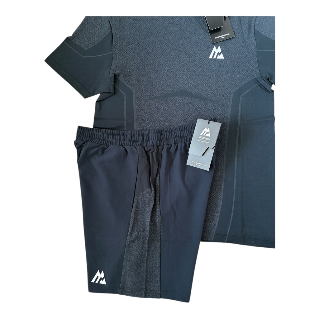Montirex Pulse Seamless T-Shirt & Shorts Set – Black/Asphalt Grey