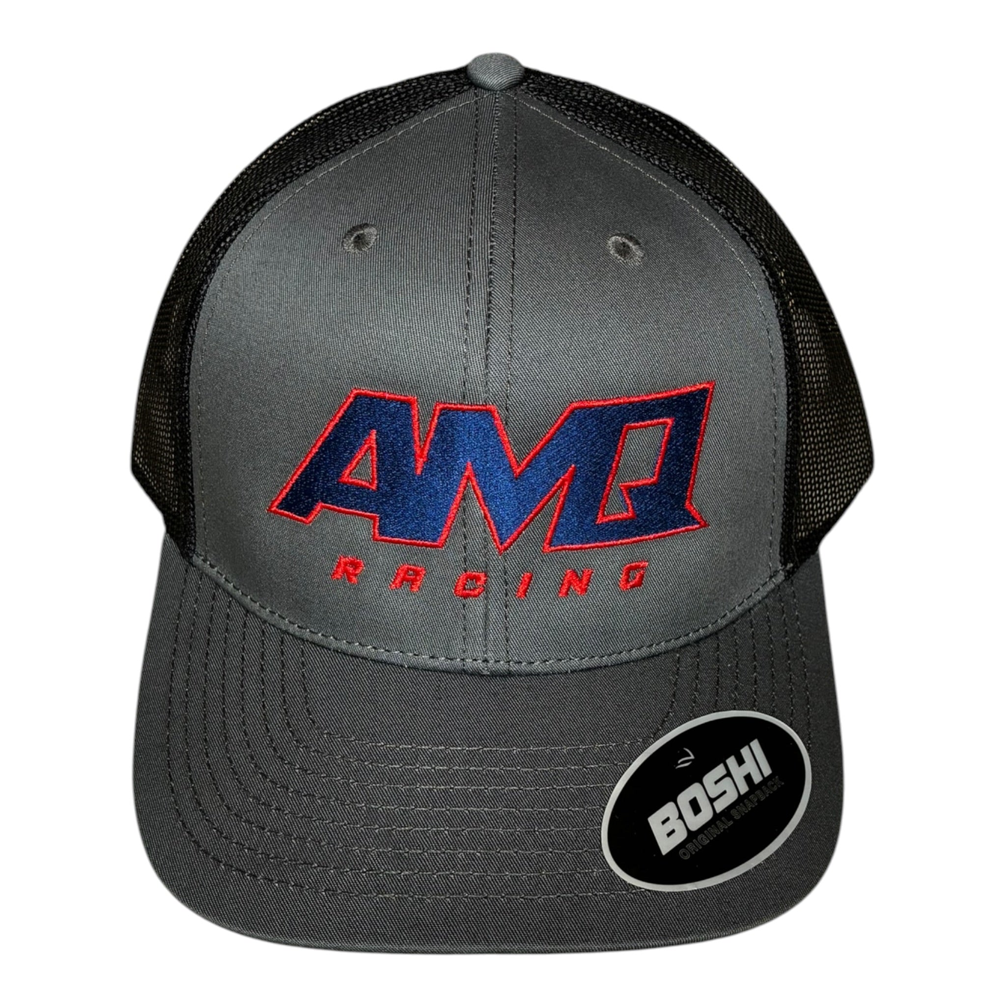 AMQ Grey Black Navy/Red Racing Cap - 2 For £75