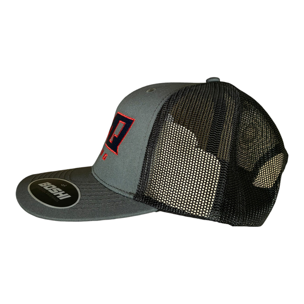 AMQ Grey Black Navy/Red Racing Cap - 2 For £75
