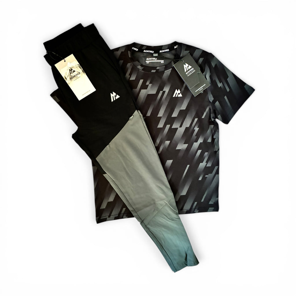 Montirex Junior Steele Printed T-Shirt & Rush Running Tracksuit Pant Set