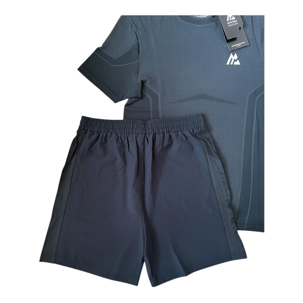 Montirex Pulse Seamless T-Shirt & Shorts Set – Black/Asphalt Grey