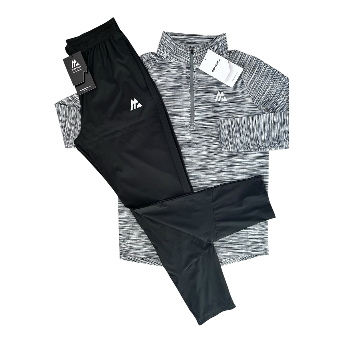 Montirex Trail 2.0 1/4 Zip & Trace Pant Tracksuit Set – Black/White/Cement Grey